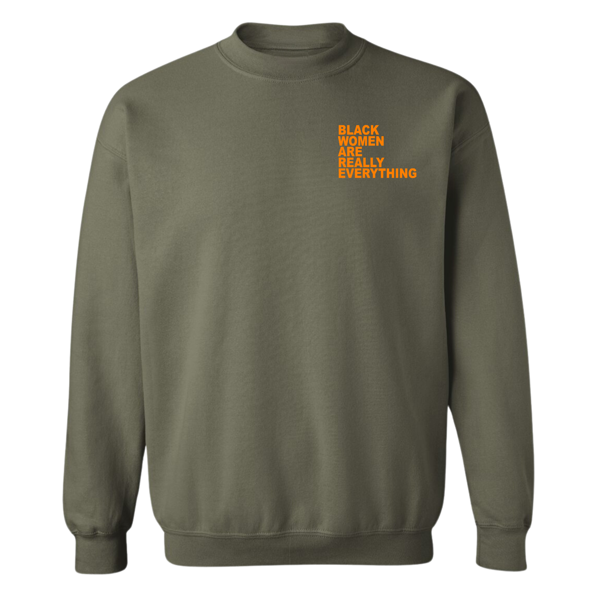 Military Green and Orange Unisex Heavy Crew (Discreet Collection)