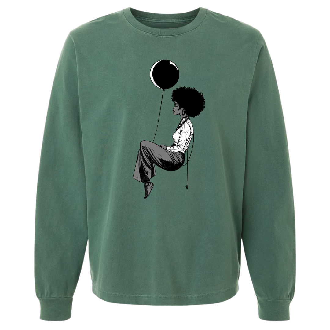 Vintage Washed Sage Green | LS Peach Tee